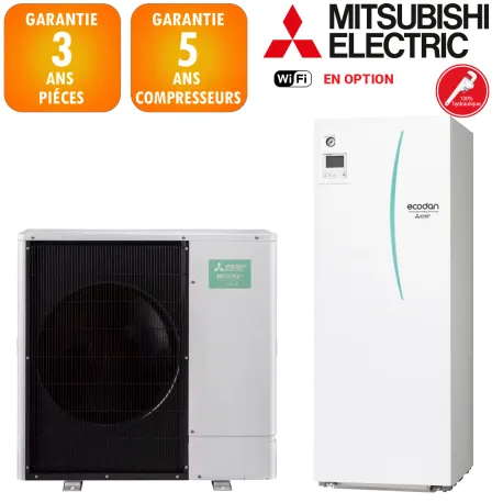 Pompe à chaleur Mitsubishi Ecodan 5 kW Hydrobox 200 L R290